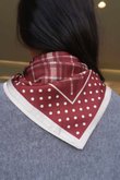 Plaid & Polka Border Triangle Silk Neckerchief Deep Rust